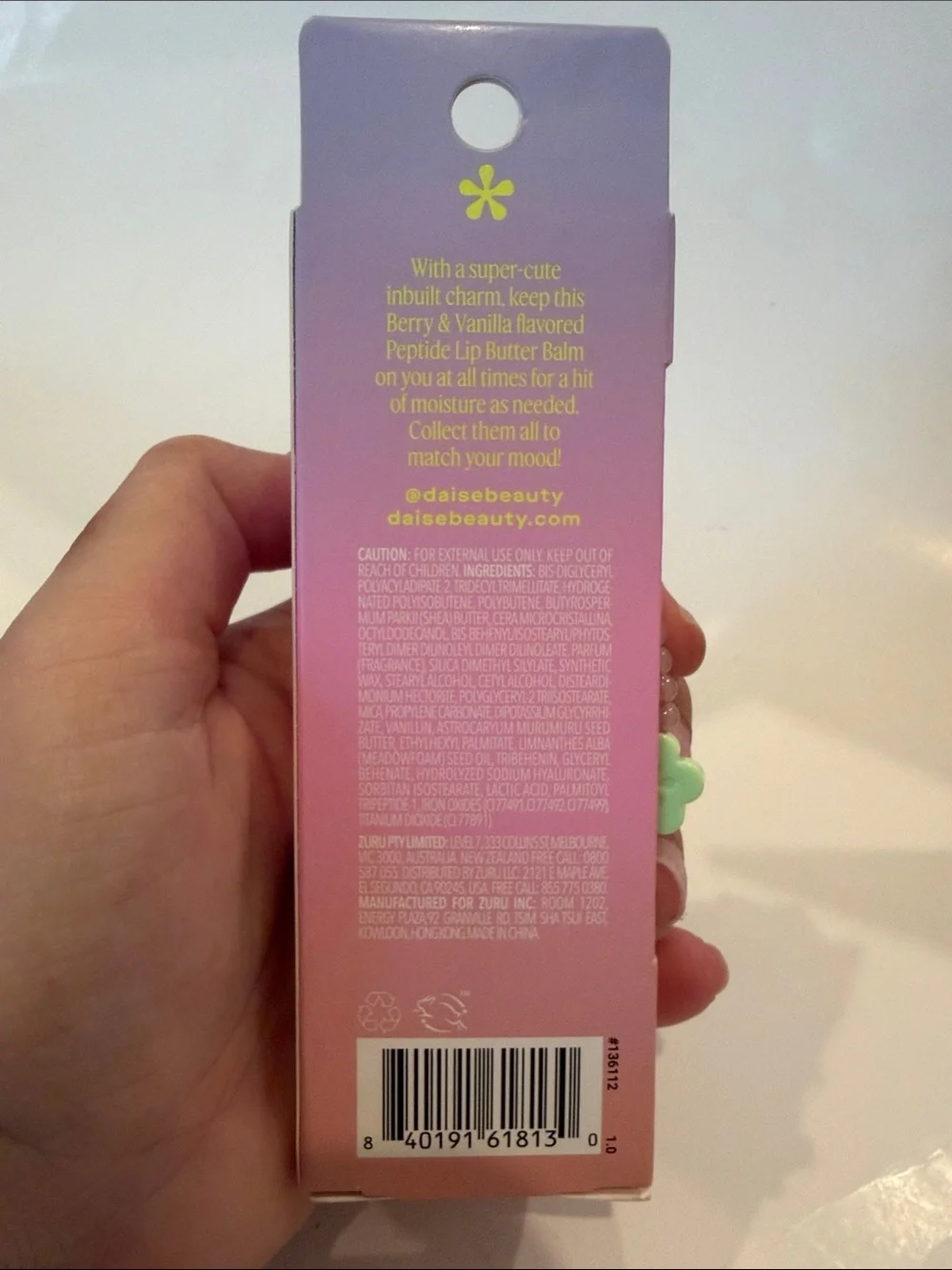 NWT Daise Berry & Vanilla Peptide Lip Butter Balm 0.5oz - Pink